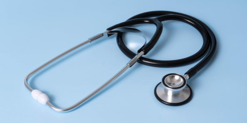A blue background with a stethoscope.