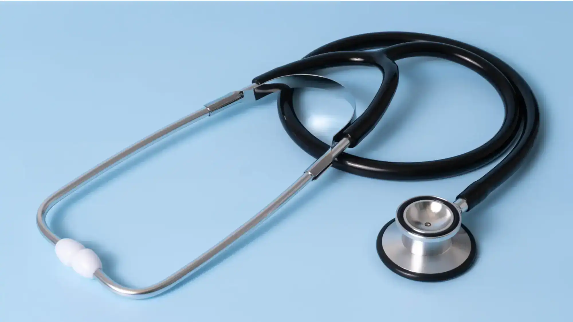 A blue background with a stethoscope.